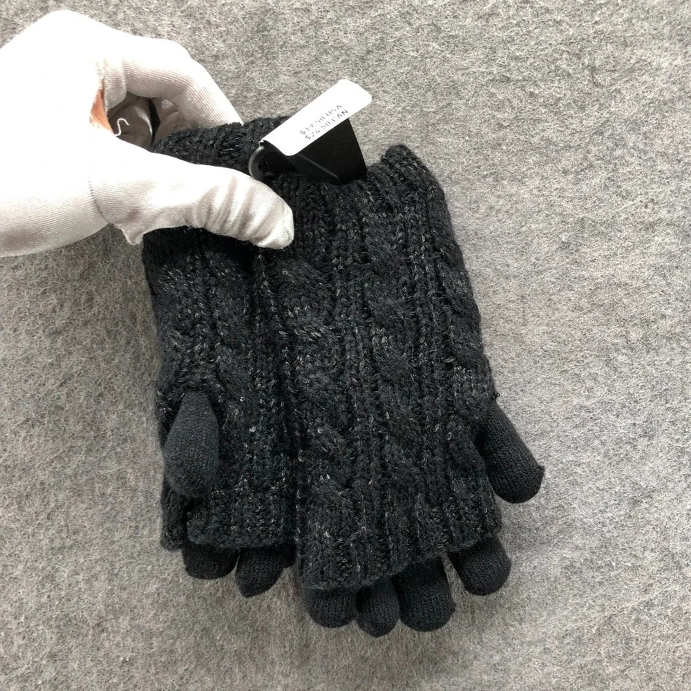 NWT Torrid Knit Winter Gloves One Size Black Cable Knit Sequins